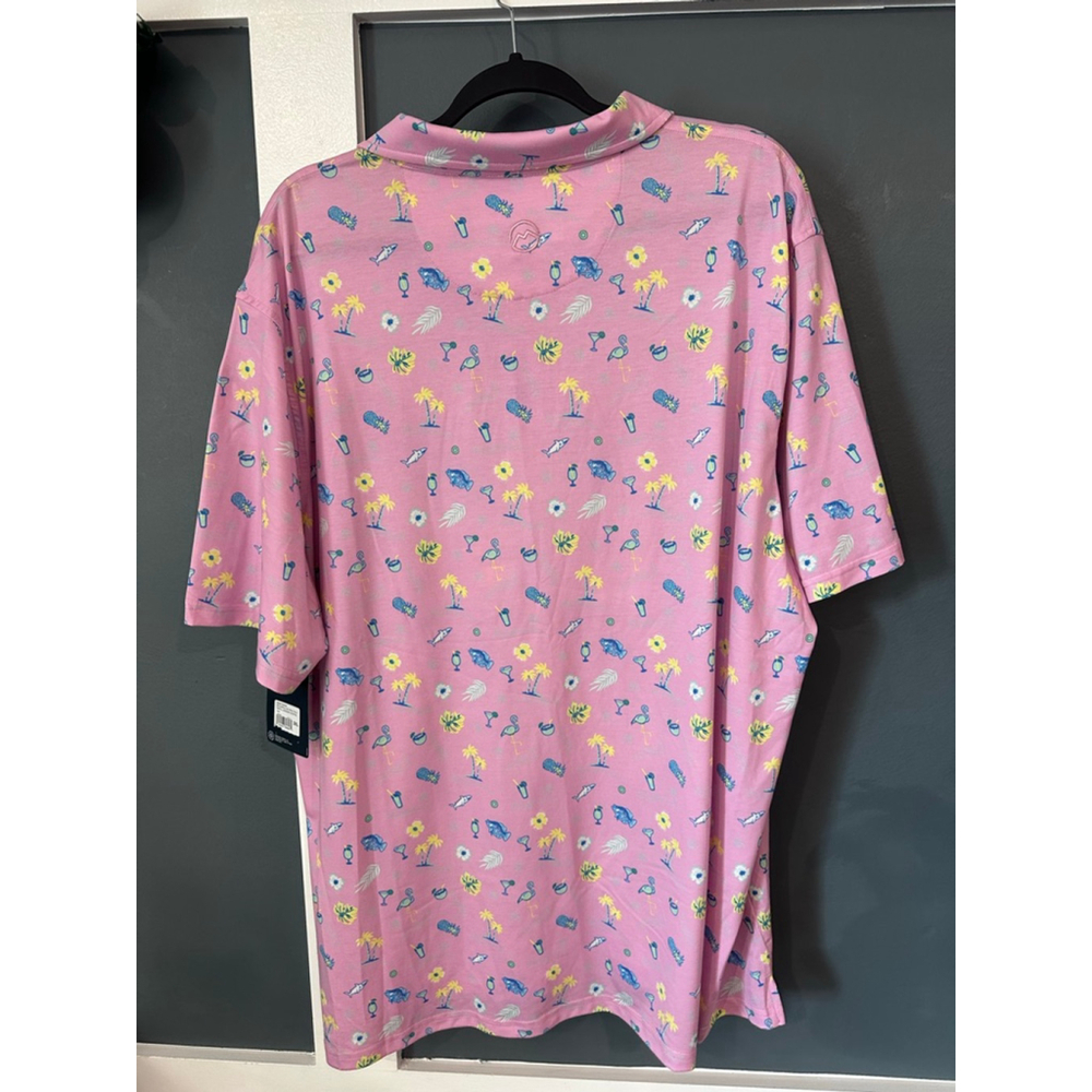Men's Magellan Outdoors XXL Pink Yellow Shore & Line Print Polo Shirt - Picture 4 of 5
